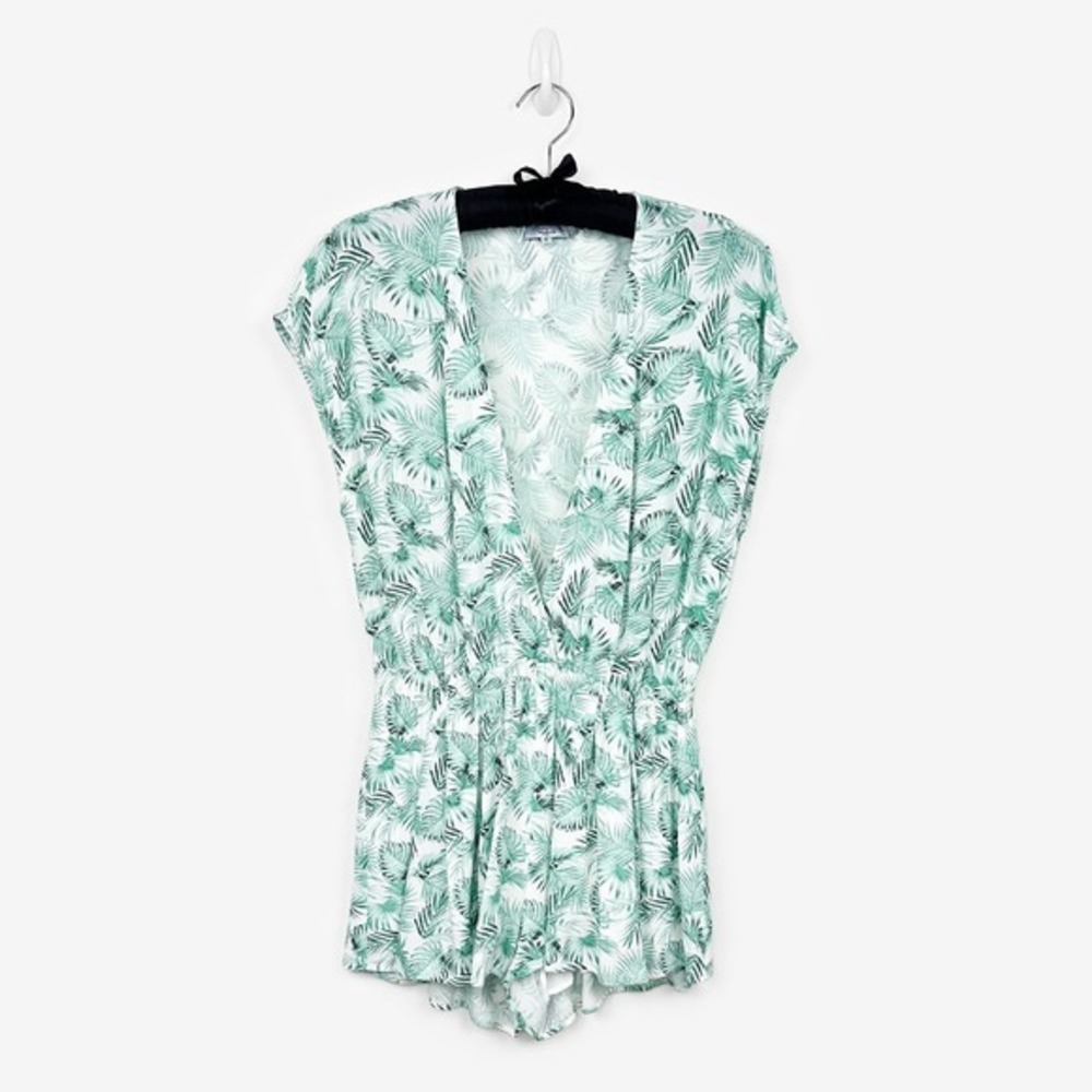 Rails Vera Romper Green Palm Leaf Size S Cover Up Tropical Beach Vacation Summer